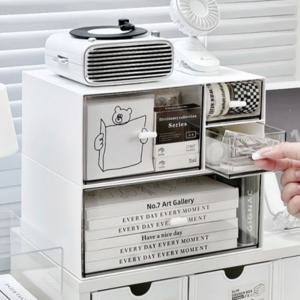 대용량 플레인 손잡이 서랍 소품 보관 수납함 투명 아크릴 정리함 책상정리 데스크 정리함