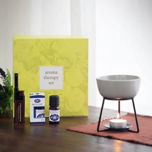 페블 아로마 버너 + 에센셜 오일 + 티라이트 + 미니 캔들라이터