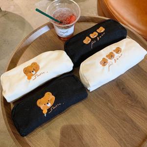 곰돌이 자수 필통 천필통 펜 파우치 4color DD-12597