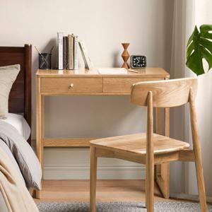 프라하 미니멀 컴팩트 오크 원목 책상 1인용 1000 단품