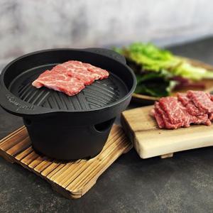 가정용 미니 화로 그릴 세트(그릴팬+연료받침+목판받침)