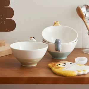 [해외] 고양이 캐릭터 밥 공기 도자기 귀여운 그릇