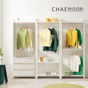 아리아나 2400 행거 3단 서랍 철제 시스템 옷장 드레스룸 세트