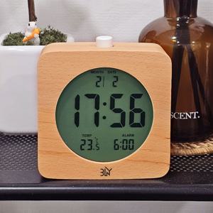 원목 탁상 알람 전자 시계 디지털 무소음 우드 인테리어 네모형