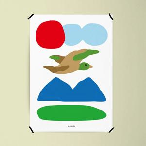 네이처 3 M 인테리어 포스터 자연 숲 하늘 청둥오리