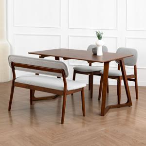 버베나 고무나무원목 4인 테이블 1400 식탁세트 2colors (의자 2ea +벤치)