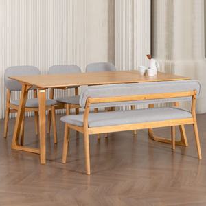 버베나 고무나무원목 6인 테이블 1800 식탁세트 2colors (의자 3ea +벤치)