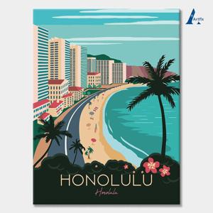 DIY 명화그리기 유화세트 일러스트 팝아트 도시 그림 C44-호놀루루