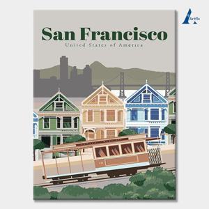 DIY 명화그리기 유화세트 일러스트 팝아트 도시 그림 C13-샌프란시스코횡단열차