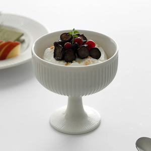 요거트 볼 시리얼 도자기 굽볼 고블렛 아이스크림 푸딩컵 디저트 화이트 플리츠 1p