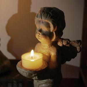 수지 날개있는 아기 천사 촛대 - 상반신