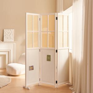 켄드릭 공간분리 접이식 원목 라탄 파티션 1800