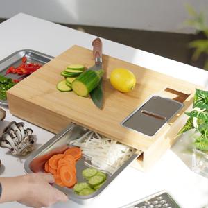 노르딕 5in1멀티우드 컷팅보드(대나무컷팅보드+컨테이너+트레이+채칼+슬라이서)