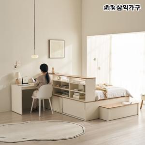 국내제작/NEW더빅 슬라이딩 벙커빅수납 침대+책장 세트(SS/매트제외)