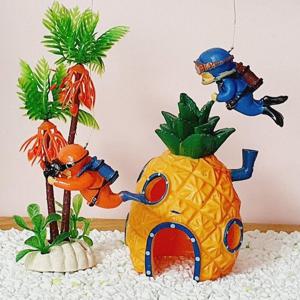 어항장식 둥둥떠다니는 다이버 어항꾸미기세트 파인애플 다이버 2종 야자수