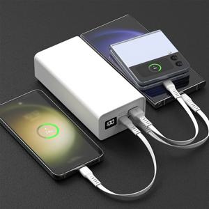 3포트 대용량 LED 30000mAh 휴대용 보조배터리 5핀케이블 C타입 8핀 젠더