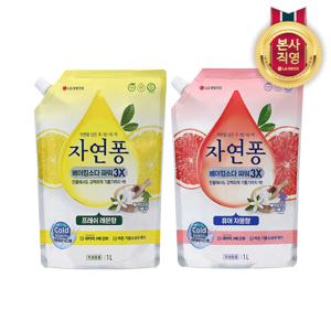 자연퐁 베이킹소다파워 3X 주방세제 리필 1L*3개 (2종 택1)