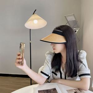 와이드 왕골썬캡 여자 썬캡 밀짚 바캉스 바닷가 나들이 모자