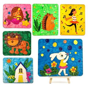나무판 그림 그리기 DIY 그림판 미술키트 전시 색칠하기