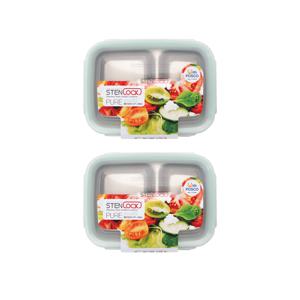 퓨어 국산 스텐 밀폐용기 나눔용기 멀티직사각 1호 300ml 2P세트