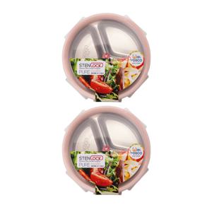 국산 스텐밀폐용기 나눔용기 퓨어 멀티원형 2호 350ml 2P세트