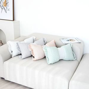 러블리 도트 미니 쿠션커버 뱀부 시어서커 레이스 (50*30cm)