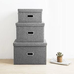 린넨폴리패브릭 덮개형 옷 수납 박스 보관 정리함