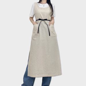 린넨 오드리 원피스 에이프런 엉덩이가려주는 앞치마 (오트밀)