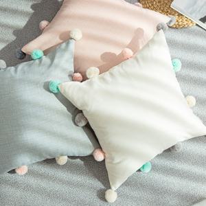 마카롱 사각 쿠션커버 무지 폼폼포인트 파스텔 프리미엄 (50*50cm)