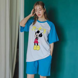 디즈니정품 매달린 미키 투피스 여성 여름파자마 잠옷 홈웨어 상하세트