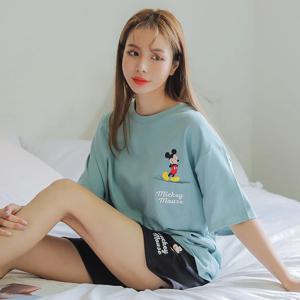 디즈니정품 뒷짐미키 투피스 여성 여름파자마 잠옷 홈웨어 상하세트