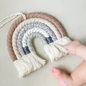 레인보우 마크라메 무지개 아기방 벽장식 월행잉 (베이지)