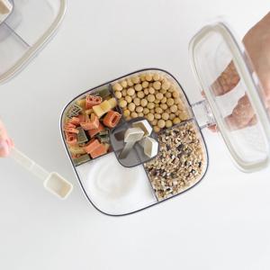4in1 칸막이 밀폐 양념통(스푼 내장) 캐니스터 가루 깨 숟가락 조미료 보관 통