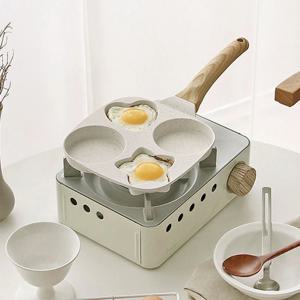 베이지 우든 인덕션 4구 하트별 에그팬 19cm