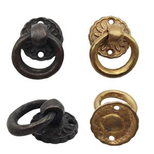 황동 주물 링고리 가구 손잡이 국화 장식 링고리 - 착색, 골드