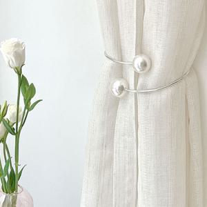 [해외] 1+1 프리미엄 진주 커튼 타이백 인테리어 커튼 고리 끈 집게 걸이 2colors