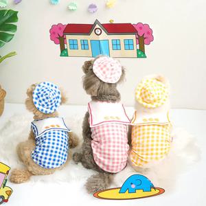 강아지옷 유치원 나시 티셔츠(모자 포함) 3colors