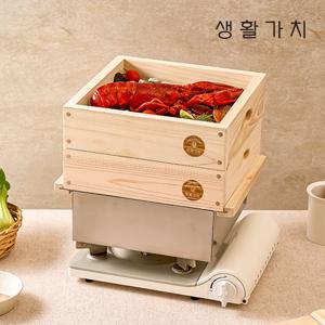 [리퍼] 생활가치 편백나무찜기 스텐찜판 히노끼 찜기 세이로무시 풀세트