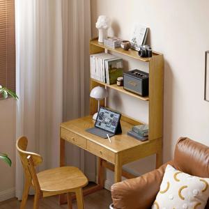 프라하 미니멀 컴팩트 오크 원목 책상 800 상부 수납장 세트
