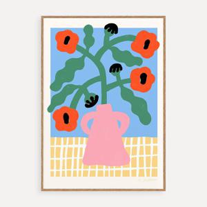 Red Poppies in Pink Vase 마들렌 뮐라드 아트 프린트