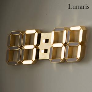 국산 루나리스 24K 금도금 듀얼색상 3D LED 벽시계 38cm