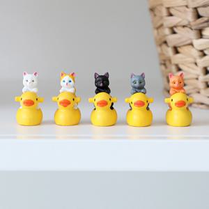 오리를 탄 귀여운 고양이 피규어 5종 세트