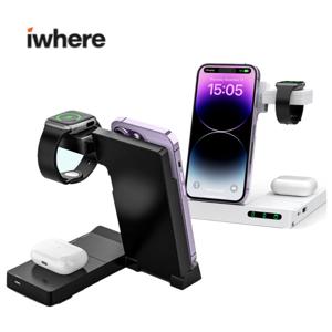 6in1 접이식 고속 무선충전기 스마트폰 갤럭시워치9 애플워치 호환 IQW-6300D