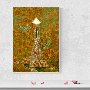 꽃비가 내리는 날, 돈 들어오는 부엉이 그림 풍수 포스터 베트남 액자