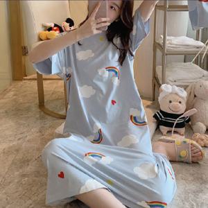 8 하늘 무지개 슬림 원피스 잠옷 여름 반팔 여성 홈웨어 파자마 학생잠옷 여름잠옷