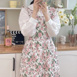 프릴앞치마 원피스 꽃무늬 꽃집 카페 예쁜 네일 바리스타 애견미용 앞치마