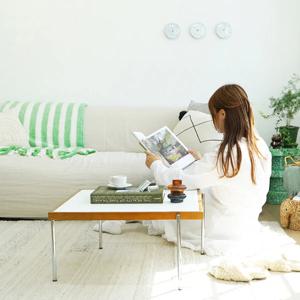 펜슬하우스 임스 화이트 원목엣지 거실 사각 소파테이블