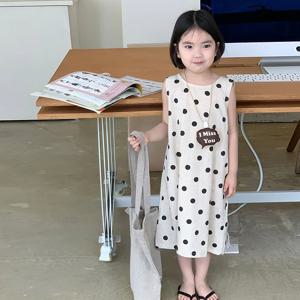 로즈 도트 민소매 원피스 R11411