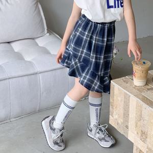 언발 머메이드 체크 스커트 R11388