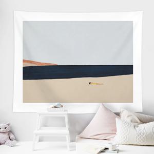 북유럽 인테리어 벽걸이 디지털 프린팅 패브릭 포스터 다용도 가림막천 커튼 파란 바다 해변